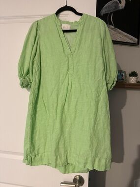 Lilly Pulitzer Light Green Linen V-Neck Tunic Dress